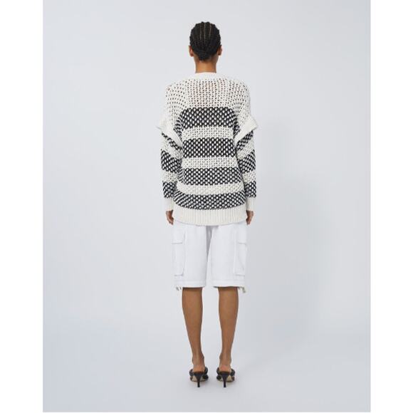 IRO Lamina Sweater Womens Size XS Chunky Knit Striped V-Neck Cotton Textured - Picture 2 of 10